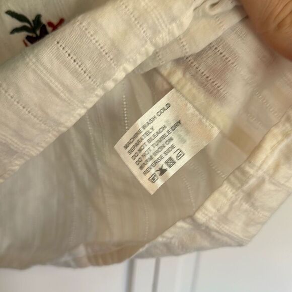 Orvis white cotton pleated embroidered floral blouse XL - Picture 5 of 10